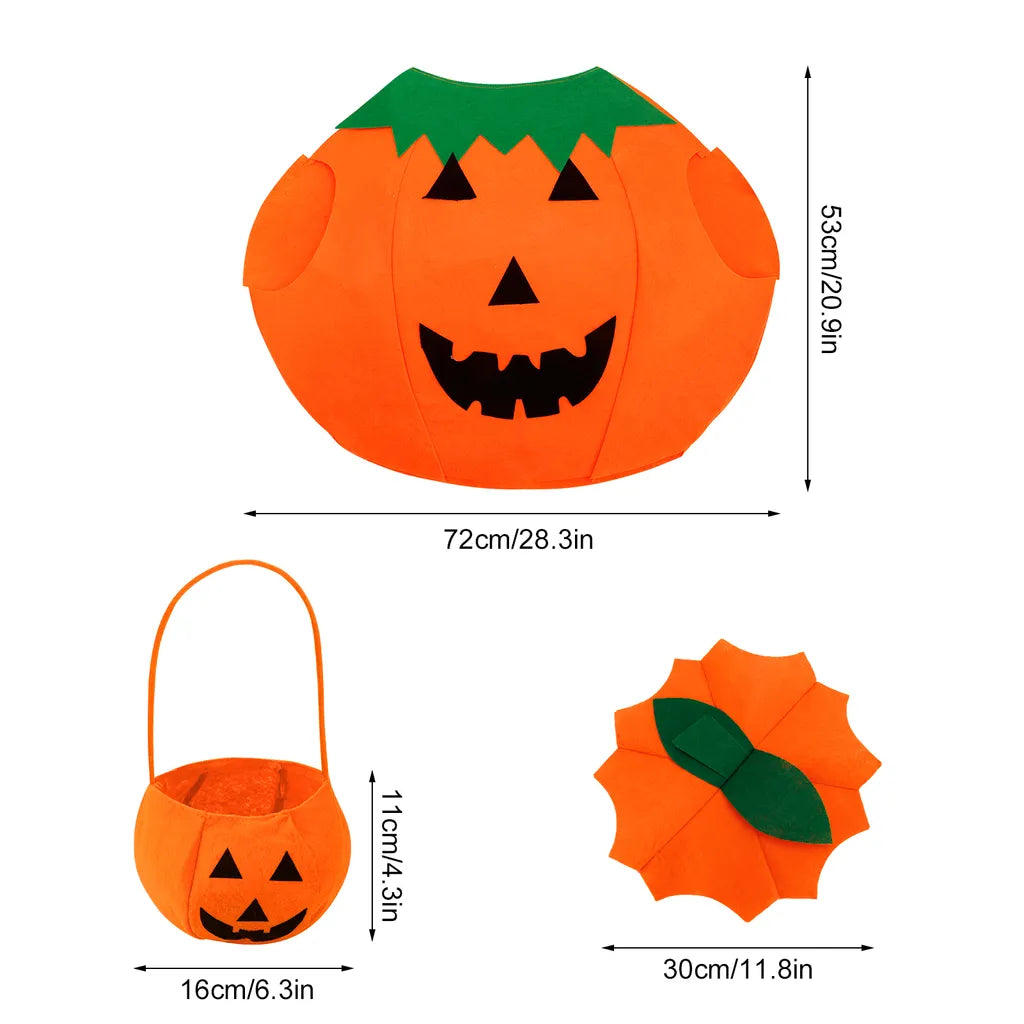  3 Stück Halloween Kürbis Kostüm Kinder Cosplay Party Kostüme Set Performance Kleidung (3-7 Jahren)