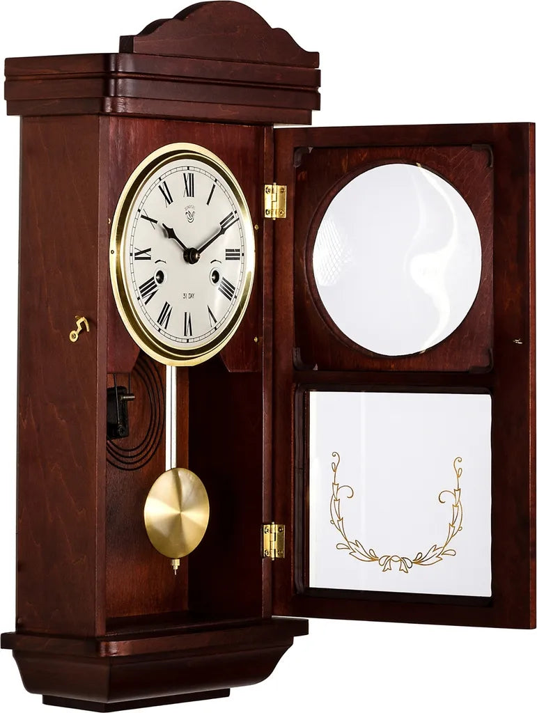  Wanduhr Pendeluhr Regulator Antik Mechanisch Mahagoni Holz Uhr Theseus