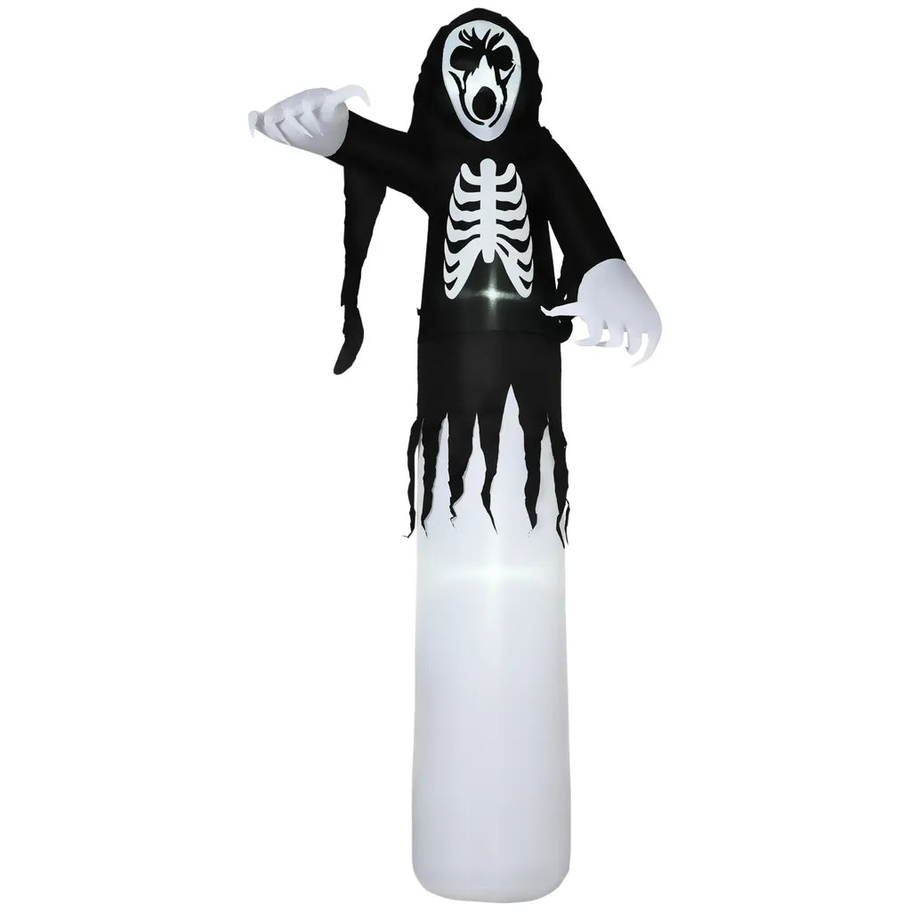  HOMCOM Halloween Deko Geister Skelett Aufblasbares Gespenst Mit Weißen LEDs Geist Halloween Lichter Mit Gebläse 140 X 105 X 270 Cm
