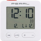 Pearl Digitaler Reise Funkwecker Mit Thermometer & Datum Beleuchtetes XL Display Weiss
