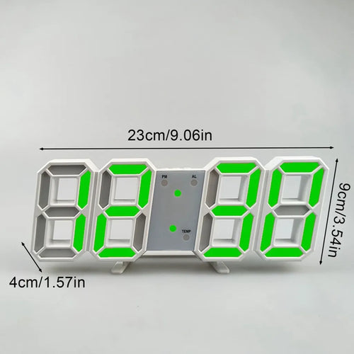  3D LED Digital-Wanduhr, Datum, Uhrzeit, Nachtlicht, Wohnzimmer, Anzeigetisch, Tischuhren, Wecker（weiß,）