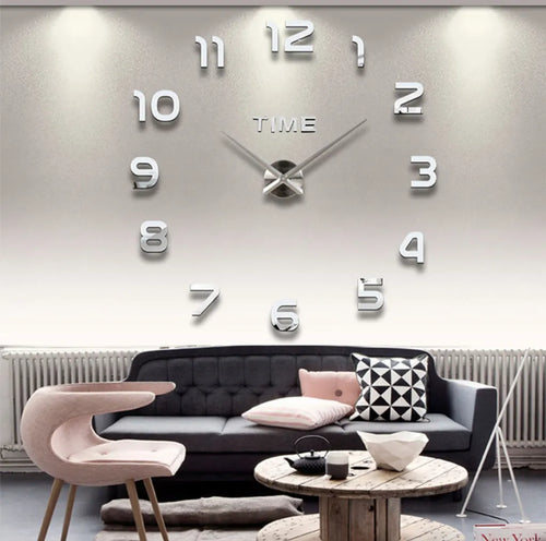  3D Wanduhren Wanduhr Groß Uhr Mute Decor Wandtattoo Modern Deko Geschenk Home Office Büro DIY Wohnwand Wohnzimmer Wand Decoration Design Schwarz Retoo