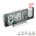  1x NEUER Digitaler LED-Projektionswecker ， (Weiß: Weiße Wörter) Mit FM-Radio-Snooze