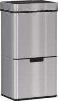  HOMCOM Mülleimer Abfalleimer Mit Sensor 72 L Mülltrennsystem 3 Fächer Edelstahl Silber 42 X 30 X 81 Cm