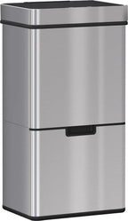 HOMCOM Mülleimer Abfalleimer Mit Sensor 72 L Mülltrennsystem 3 Fächer Edelstahl Silber 42 X 30 X 81 Cm