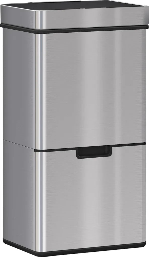  HOMCOM Mülleimer Abfalleimer Mit Sensor 72 L Mülltrennsystem 3 Fächer Edelstahl Silber 42 X 30 X 81 Cm
