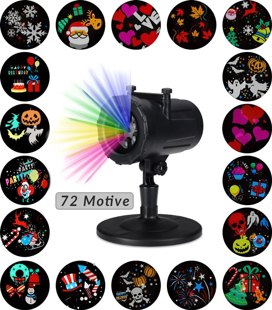  Monzana LED Projektor Weihnachten Aussen Innen 72 Motive Bunt IP44 Beleuchtung Outdoor Indoor Schnee Halloween Party Geburtstag Projektorlampe Lampe