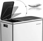  SONGMICS Mülleimer 54L Treteimer 3 X18L Edelstahl Abfalleimer Mit Fußpedal Handgriffen Und 3 Inneneimern Aus Kunststoff LTB54NL