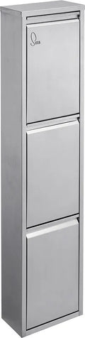  SVITA V3X15 Mülleimer 45 Liter 3x15L Standeimer Edelstahl Mülltrennung Silber Papierkorb Wand-Halterung Aufbewahrung