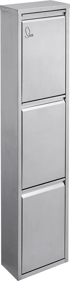  SVITA V3X15 Mülleimer 45 Liter 3x15L Standeimer Edelstahl Mülltrennung Silber Papierkorb Wand-Halterung Aufbewahrung