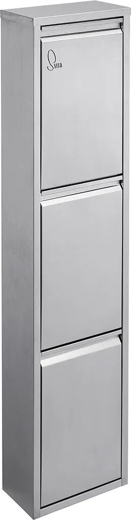  SVITA V3X15 Mülleimer 45 Liter 3x15L Standeimer Edelstahl Mülltrennung Silber Papierkorb Wand-Halterung Aufbewahrung