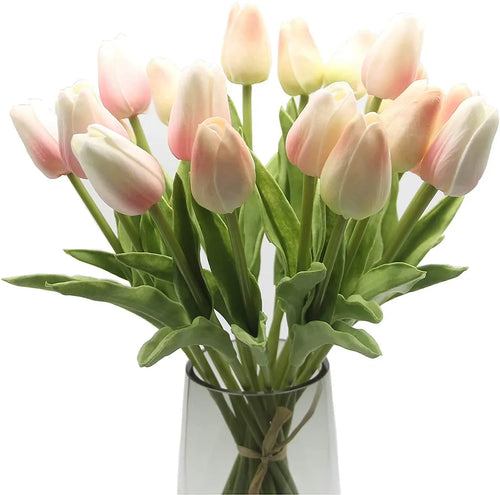  10er Künstliche Tulpe Blume Kunstblumen Gefälschte Blumen Bukett Künstlich Tulpe Puder Weiß