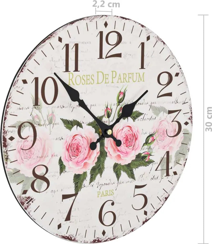  VidaXL Vintage Wanduhr Blumen 30 Cm