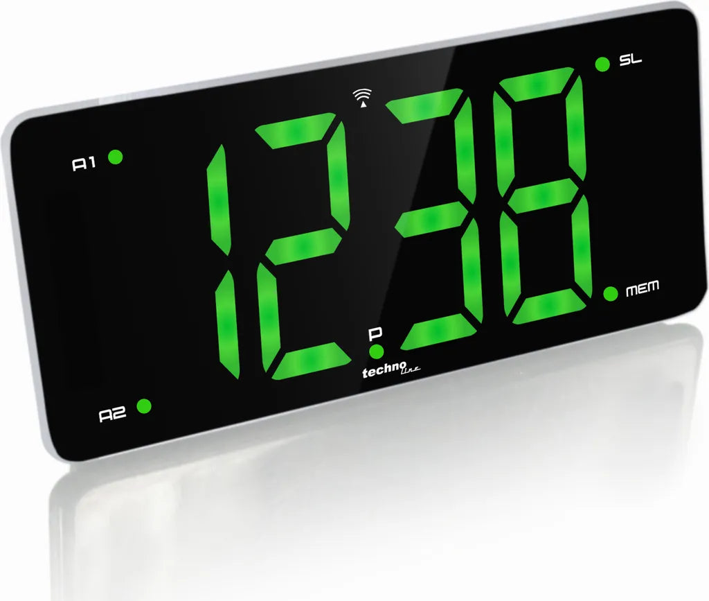  Technoline WT 486 Schwarz-Silber, Radiowecker, Funk, LED Ziffern, Sleep-Timer