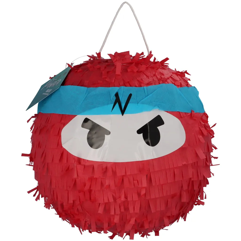  Pinata Set Ninja Mit Schlag Stock Und Brille Maske Zum Aufhängen Und Befüllen Rot Party Deko Geburtstag Kinder 30x30x30 Cm