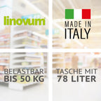  Einkaufstrolley KILEY XXL Bordeaux Mit 78l Fassung & Seitentaschen - Extragroße, Leise & Abnehmbare Gummiräder