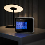  Mebus Funk-Wecker Mit Projektion Und Thermometer / Funkuhrwerk – Stellt Sich Vollautomatisch Ein / Schwenkbarer Projektor / Farbe: Schwarz / Modell: 42425