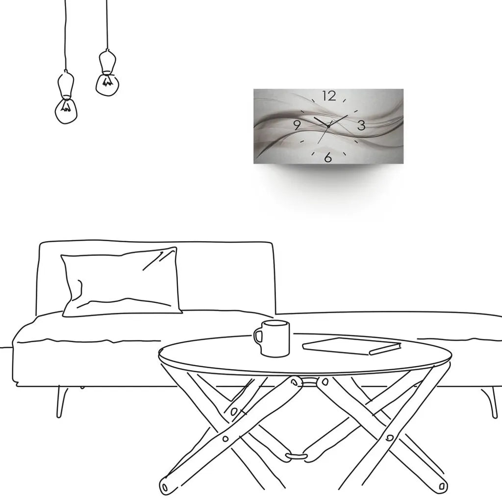  ARTland Wanduhre, Gebogen Funkuhr - Schwarzer Zeiger Abstraktes Design - Schöne Welle Größe: 60x30 Cm