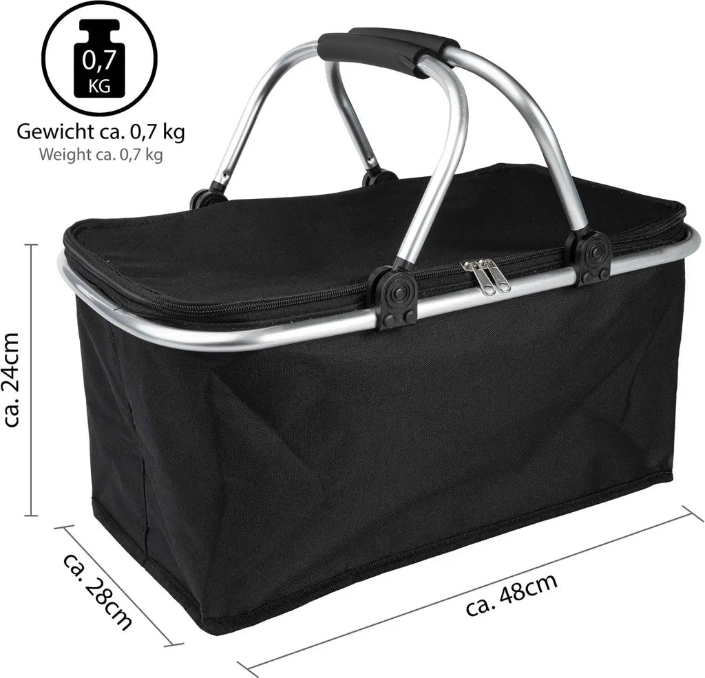  ONVAYA® Einkaufskorb Faltbar Mit Kühlfunktion | Schwarz | Faltkorb Mit Deckel | Isolierkorb | Einkaufstasche | Klappkorb | Thermokorb Klappbar