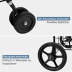  COSTWAY Klappbarer Einkaufstrolley, 40kg, 100L+22L, Einkaufswagen Mit Universalrädern, Rollwagen Mit 2 Körben, Tragbarer Handwagen, Allzweckwagen Für Wäsche, Einkaufen, Gepäck (Schwarz)