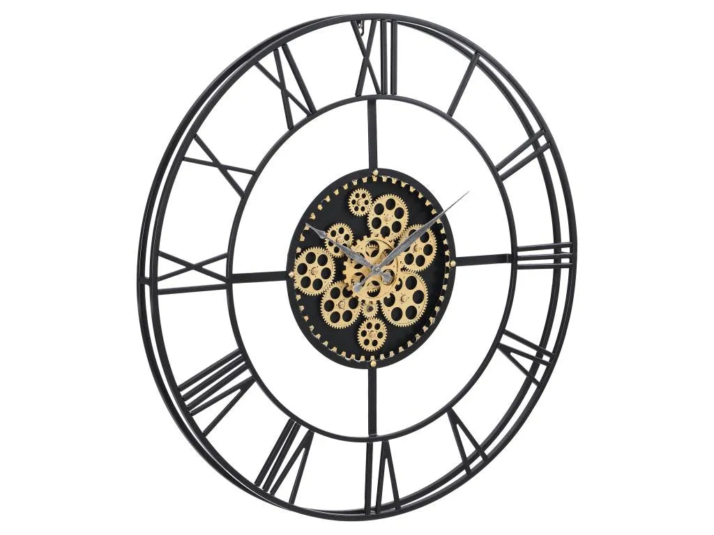  Wanduhr - D. 80 Cm - Metall - Goldfarben & Schwarz - KARIAL