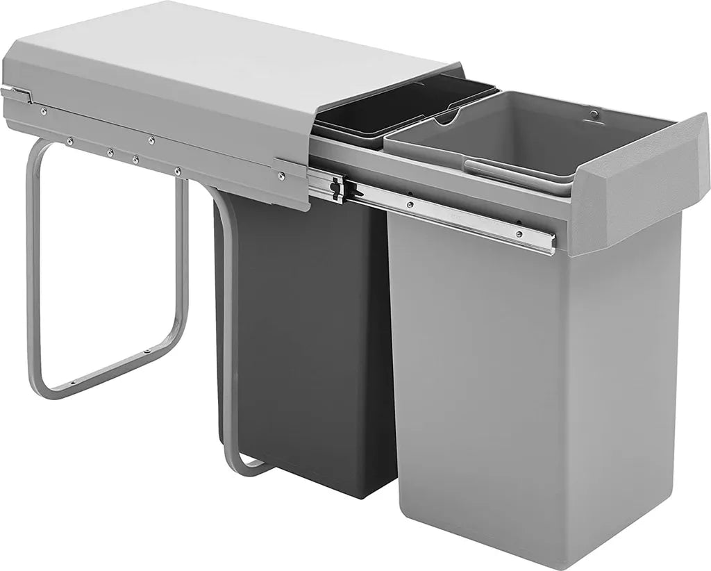  Wesco Einbau-Abfallsammler Double Boy - 30 Liter (2x15 Liter), Silber/anthrazit, Ab 30er Schrankbreite