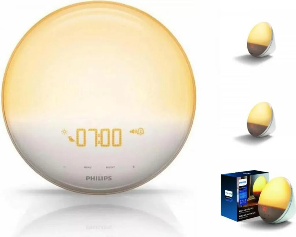  Philips HF3519/01 Wake-up Light (Sonnenaufgangfunktion, Digitales Fm Radio, Tageslichtwecker) Weiß