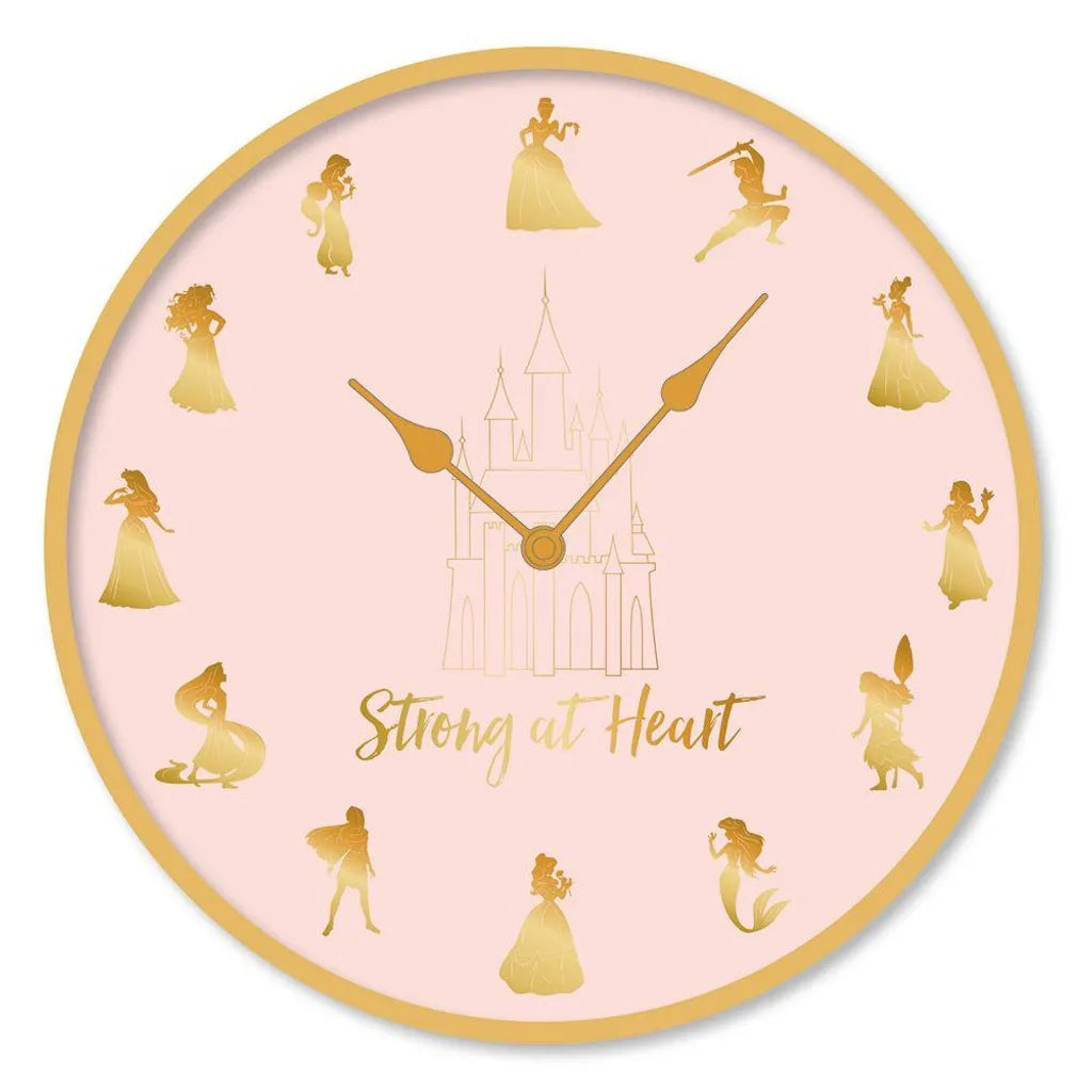  Disney Princess - Wanduhr "Strong At Heart" PM3216 (Einheitsgröße) (Hellrosa/Gold)