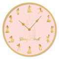  Disney Princess - Wanduhr "Strong At Heart" PM3216 (Einheitsgröße) (Hellrosa/Gold)