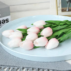  10er Künstliche Tulpe Blume Kunstblumen Gefälschte Blumen Bukett Künstlich Tulpe Puder Weiß