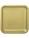 Unique Party Pappteller Quadratisch 14 Stück Gold 23cm