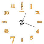  47“ 3D Spiegel Wanduhr Kleben Große Wall Clock Rahmenlose DIY Wanduhr Wandtattoo Wanduhr 120*120cm (Gold)