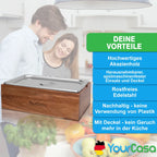  YourCasa® Komposteimer - Akazien Holz Box - Biomülleimer Küche - Spülmaschinenfest - Geruchsdicht- Herausnehmbarer Edelstahl Einsatz -Mülleimer Küche Mit Deckel Biomüll