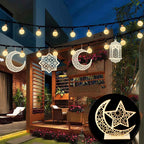  4 Stücke Holz Anhänger Ornament Ramadan Mubarak Eid Kareem Dekoration Mond Sterne Wind Licht Form Anhänger Ornament Für Ramadan Dekorationen
