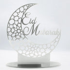  Ramadan Eid Mubarak, Dekorationen Eid Mubarak Acryl Ornamente Mond Sterne Muslim Festival Ramadan Dekorationen, Silber