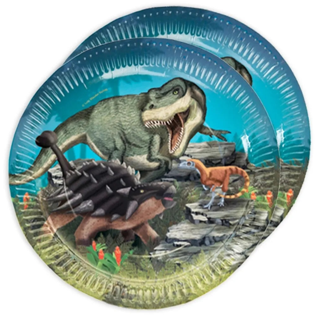  Dinosaurier Partyteller, 8 Stück, Pappe