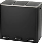  SVITA TM3X18 Treteimer 54 Liter 3x 18L Schwarz Abfalleimer Mülleimer Mülltrennung Stahl