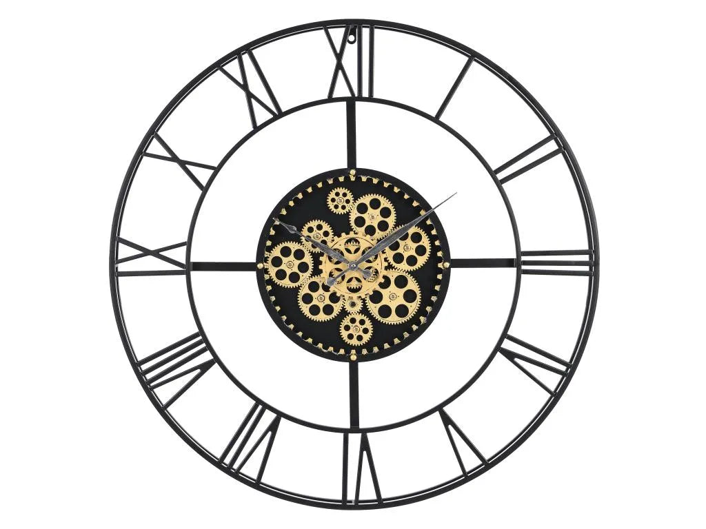  Wanduhr - D. 80 Cm - Metall - Goldfarben & Schwarz - KARIAL