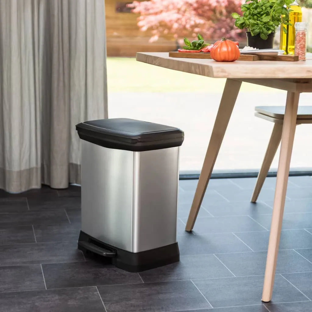  Curver Tretmülleimer Deco Rechteckig 30L Silbern