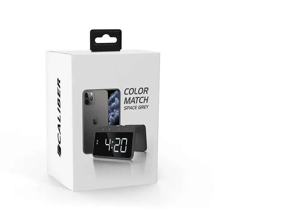  Caliber Digitaler Wecker - Drahtloses Ladegerät Für Telefone - Wecklicht - Space Grau (HCG019QI-SG)