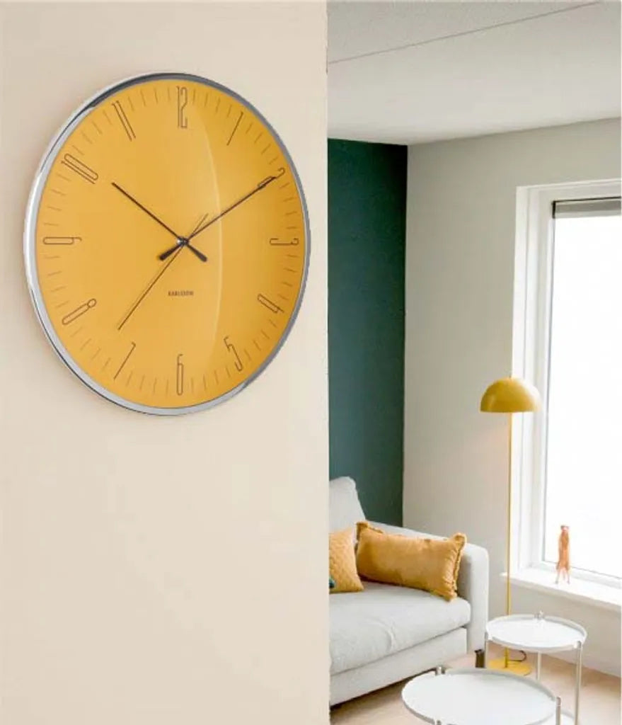 Karlsson Wanduhr 'Dragonfly' Aluminium Curry-gelb, Ø 40 Cm
