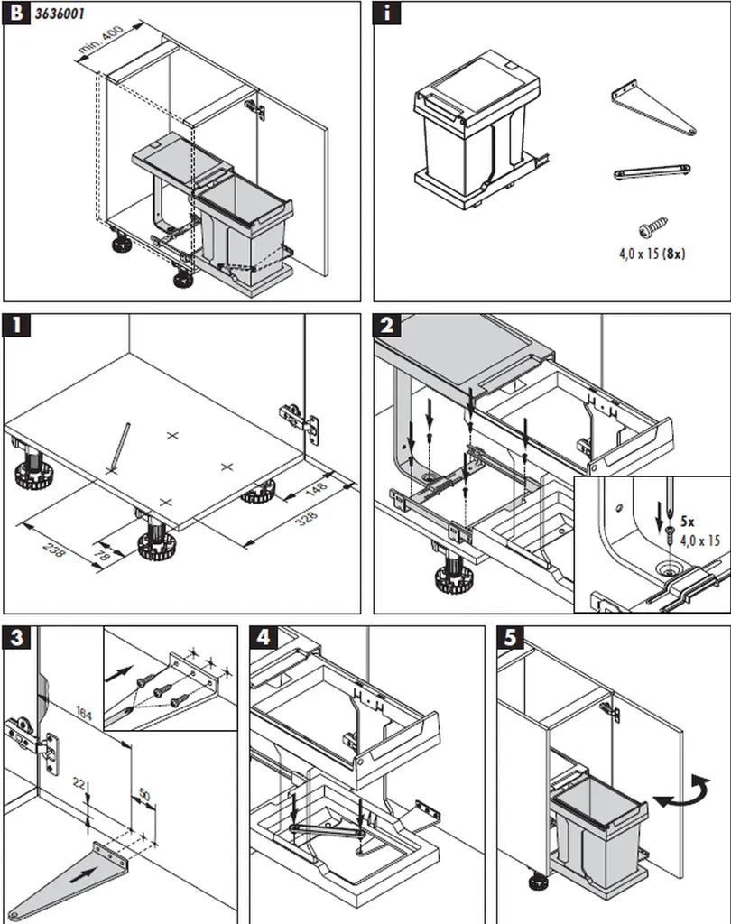  Hailo Mülleimer Küche, Ausfahrautomatik, Einbau Ab 40 Cm Schrank