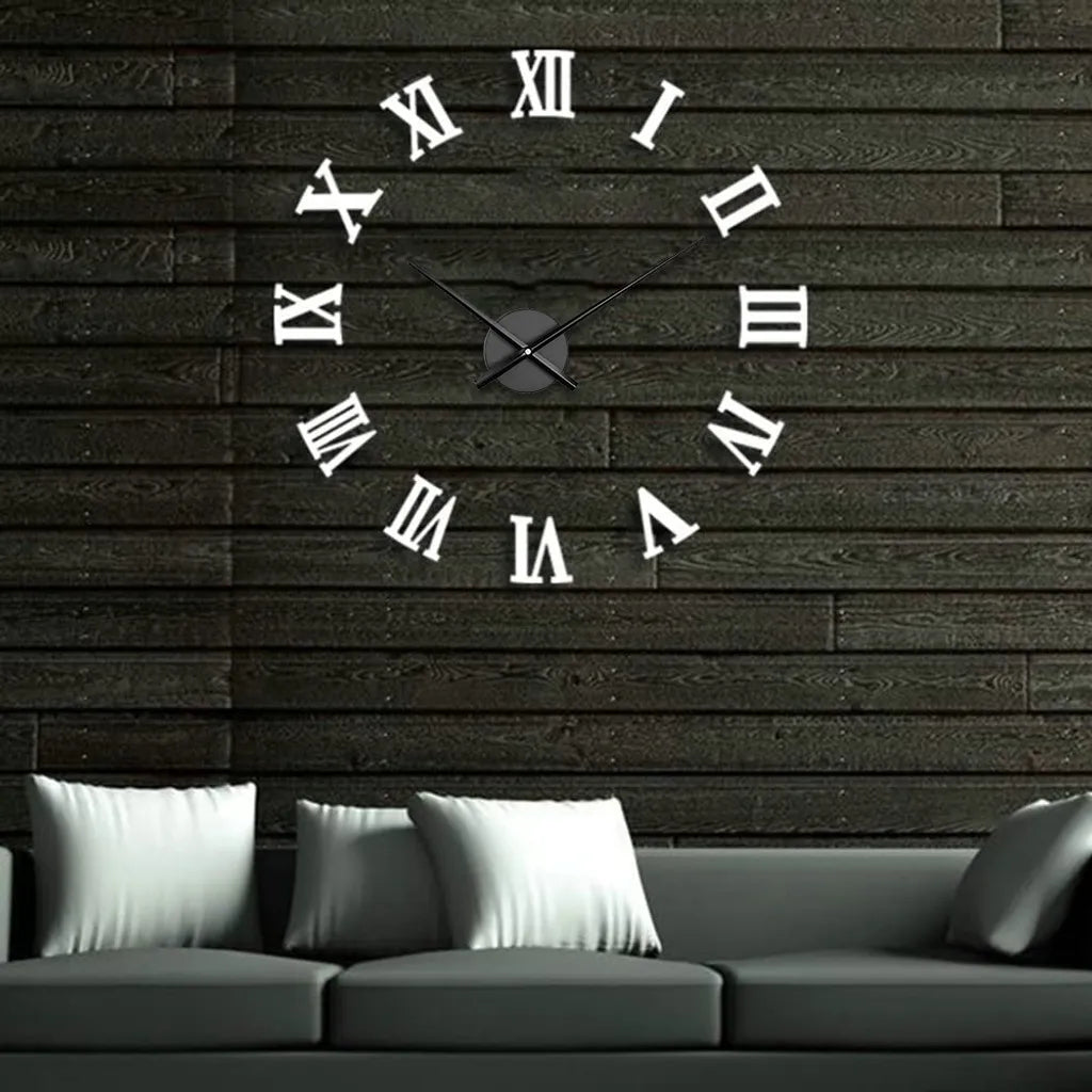  3D DIY Groß Zeiger Wanduhr Metall Für Wohnzimmer Büro Küchen Esszimmer Schlafzimmer, Durchmesser