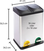  Mülleimer Brandon Trennsystem 2 Kammern 36 Liter
