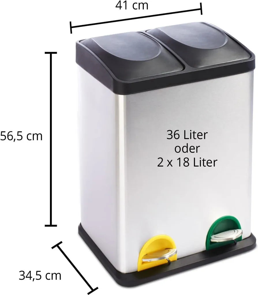  Mülleimer Brandon Trennsystem 2 Kammern 36 Liter