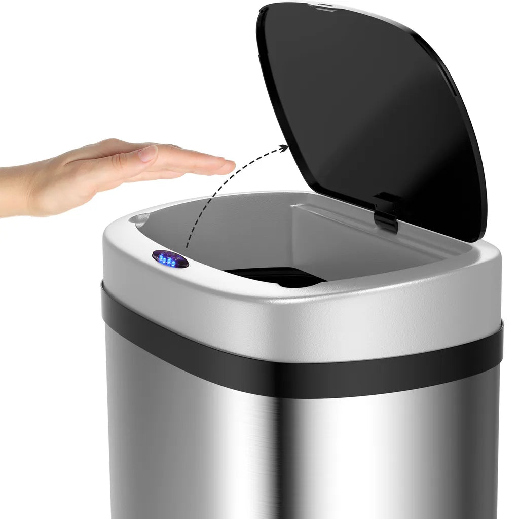  Deuba Sensor Mülleimer 58 L Wasserdicht Automatik Eckig Küche Abfalleimer Müllbehälter Edelstahl