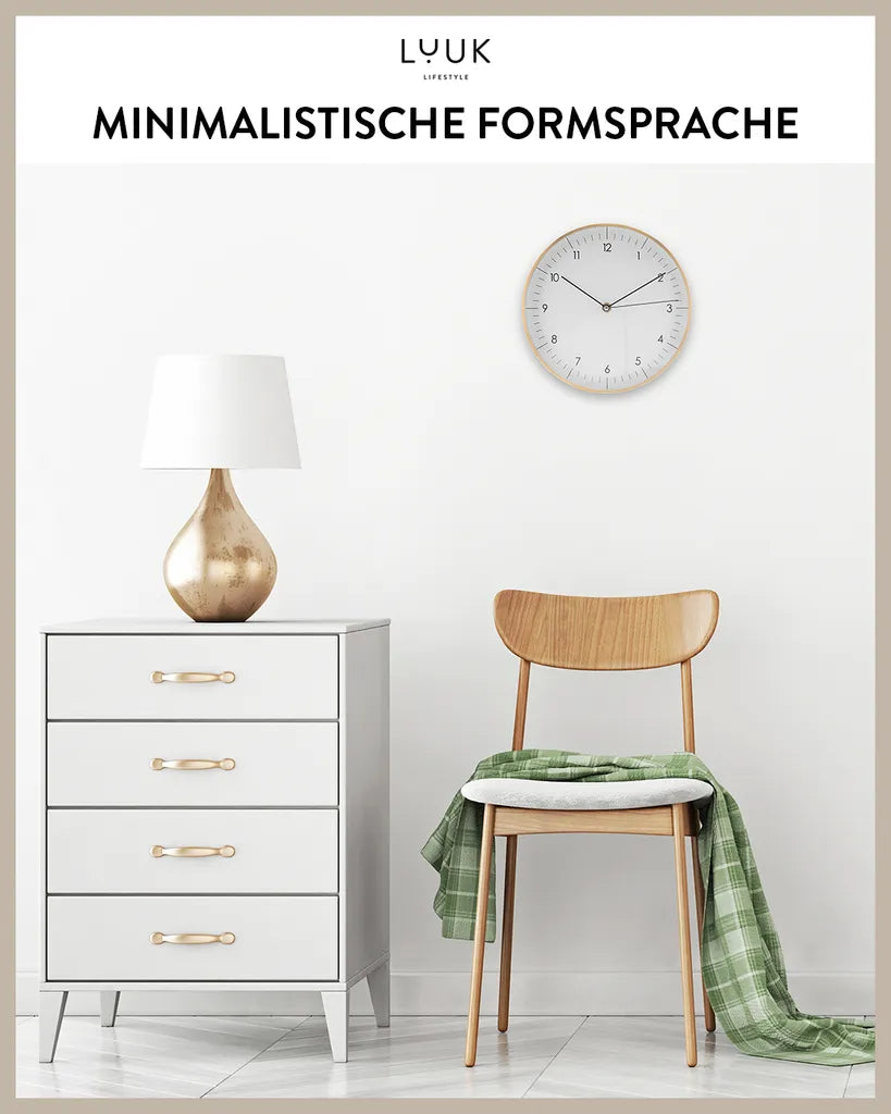  LUUK LIFESTYLE Große Quarz-Wanduhr, Leisem, Nicht Tickendem Uhrwerk, Nordisches Design, Innendekoration Für Wohnzimmer, Küche, Schlafzimmer, Farbe Weiß Und Gold