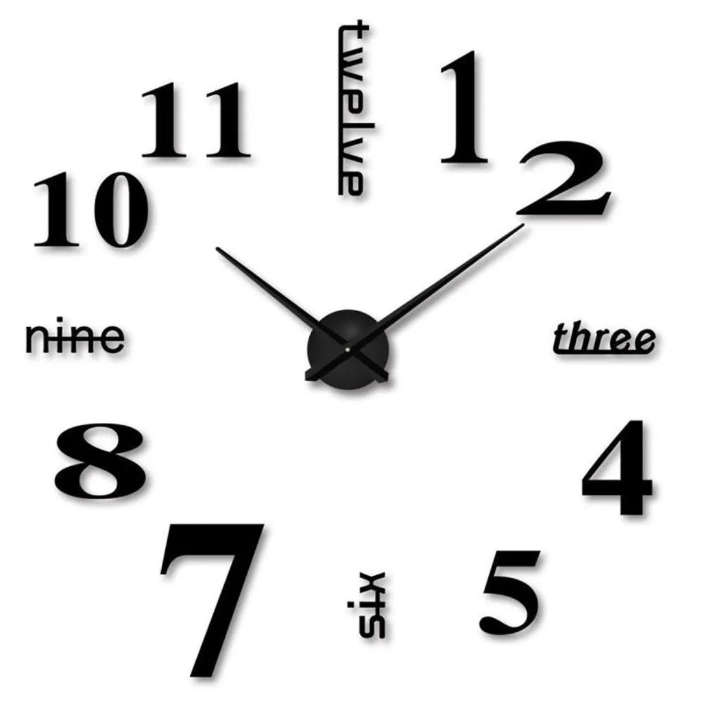  Moderne Mute DIY Große Wanduhr Home Office Decor Geschenk (Silber)