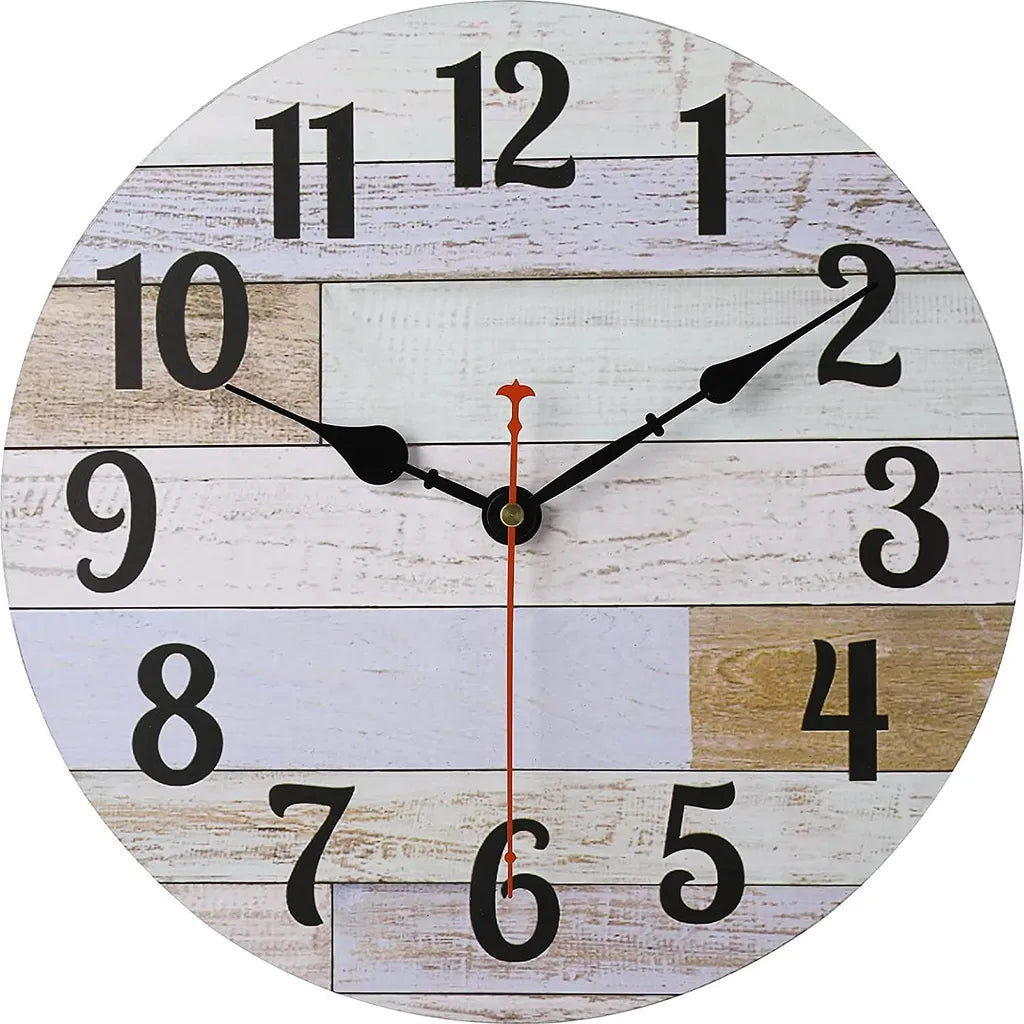  SOLEDI Wanduhr Vintage Rustikal Antik Lautlos Geräuscharm，Funk Wanduhren Aus Holz 12 Zoll/30CM(Ländlich Himmel)