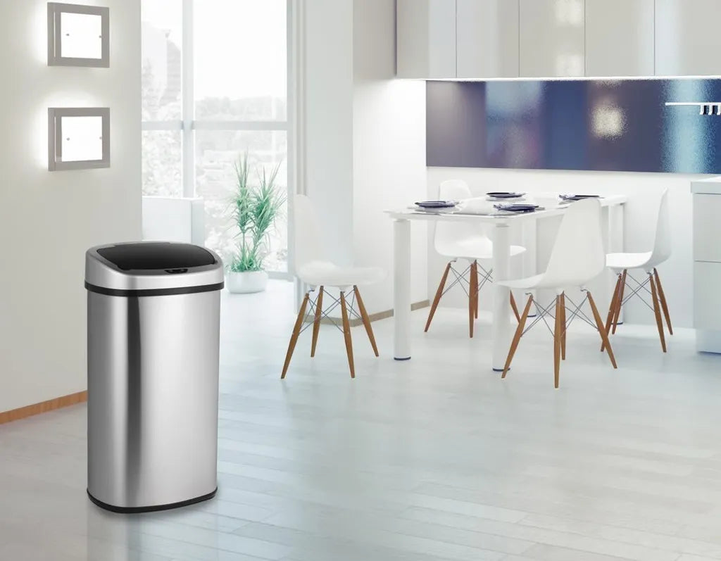 Mascot UMUZI CLEANING 38L Mülleimer Mit Automatischem Sensor, Silberner Mülleimer Für Küchenabfälle, Abfalleimer Mit Hand Bewegungssensor Aus Metall & Edelstahl